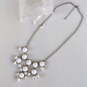 White Bubble Bib Statement Necklace